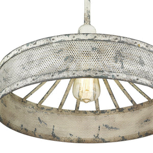HomeRoots Iris 1-Light Aged Ivory Pendant - Farmhouse Charm with Modern Edge for Dining & Living Spaces 398231