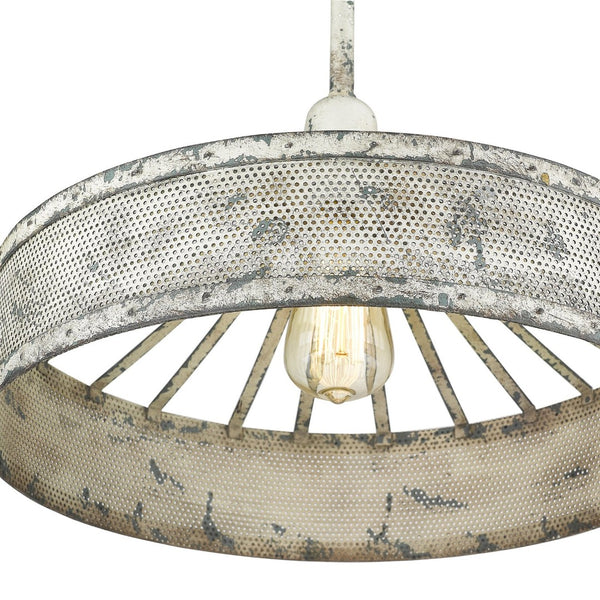 HomeRoots Iris 1-Light Aged Ivory Pendant - Farmhouse Charm with Modern Edge for Dining & Living Spaces 398231