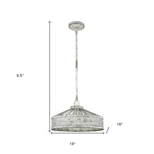 HomeRoots Iris 1-Light Aged Ivory Pendant - Farmhouse Charm with Modern Edge for Dining & Living Spaces 398231