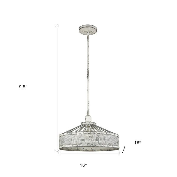 HomeRoots Iris 1-Light Aged Ivory Pendant - Farmhouse Charm with Modern Edge for Dining & Living Spaces 398231