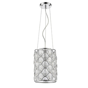 Homeroots Isabella 1-light Polished Nickel Drum Pendant With Crystal Accents   398233