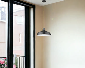 Homeroots Industrial Matte Black Hanging Light   398234