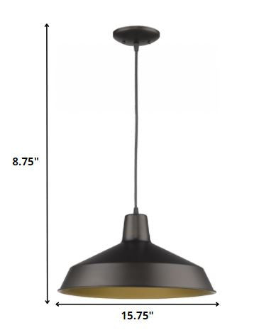 Homeroots Industrial Brushed Bronze Hanging Light   398235