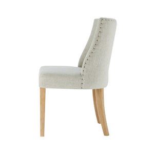 New Paris Fabric Chair - Set of 2 Rice, Beige, Natural Wood Legs 398236-RIKD New Pacific Direct