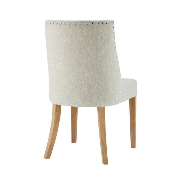 New Paris Fabric Chair - Set of 2 Rice, Beige, Natural Wood Legs 398236-RIKD New Pacific Direct