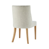 New Paris Fabric Chair - Set of 2 Rice, Beige, Natural Wood Legs 398236-RIKD New Pacific Direct