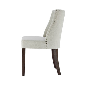 New Paris Fabric Chair - Set of 2 Rice, Beige, Dark Brown Legs 398236-RI-DBKD New Pacific Direct