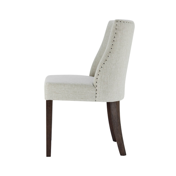 New Paris Fabric Chair - Set of 2 Rice, Beige, Dark Brown Legs 398236-RI-DBKD New Pacific Direct