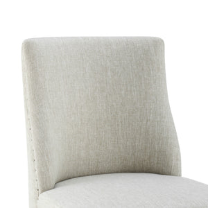 New Paris Fabric Chair - Set of 2 Rice, Beige, Dark Brown Legs 398236-RI-DBKD New Pacific Direct