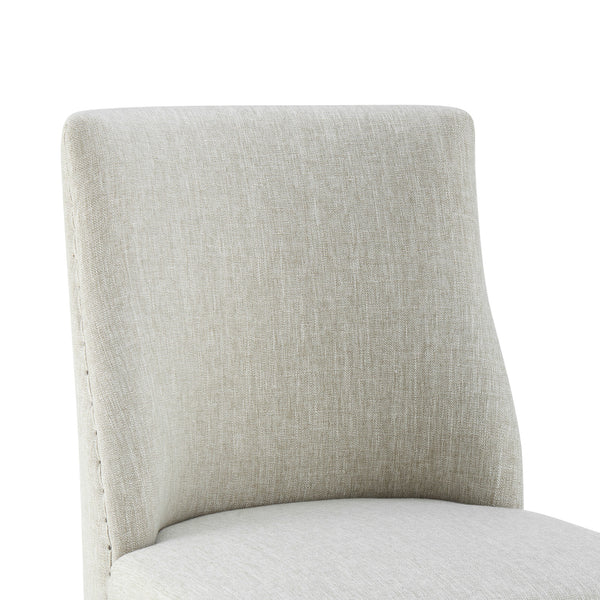 New Paris Fabric Chair - Set of 2 Rice, Beige, Dark Brown Legs 398236-RI-DBKD New Pacific Direct