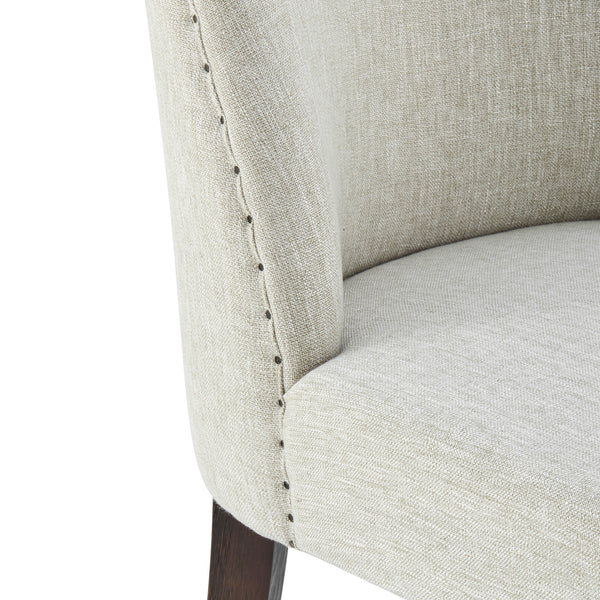 New Paris Fabric Chair - Set of 2 Rice, Beige, Dark Brown Legs 398236-RI-DBKD New Pacific Direct