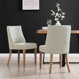 New Paris Fabric Chair - Set of 2 Rice, Beige, Natural Wood Legs 398236-RIKD New Pacific Direct