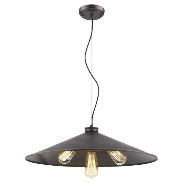 Homeroots Alcove 4-light Oil-rubbed Bronze Pendant With Raw Brass Interior Shade   398238