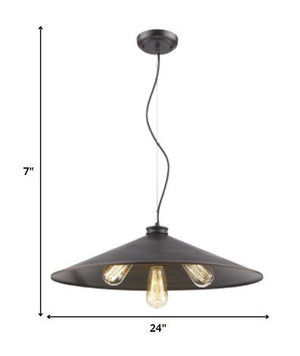 Homeroots Alcove 4-light Oil-rubbed Bronze Pendant With Raw Brass Interior Shade   398238