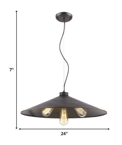 Homeroots Alcove 4-light Oil-rubbed Bronze Pendant With Raw Brass Interior Shade   398238