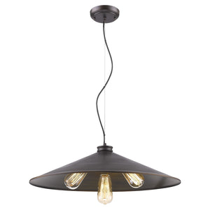 Homeroots Alcove 4-light Oil-rubbed Bronze Pendant With Raw Brass Interior Shade   398238