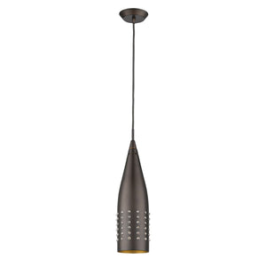 Homeroots Narrow Bronze Hanging Light With Glass Studs   398239