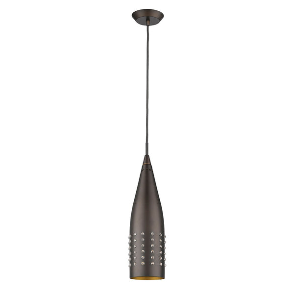 Homeroots Narrow Bronze Hanging Light With Glass Studs   398239