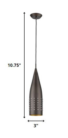 Homeroots Narrow Bronze Hanging Light With Glass Studs   398239