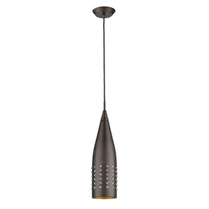 Homeroots Narrow Bronze Hanging Light With Glass Studs   398239