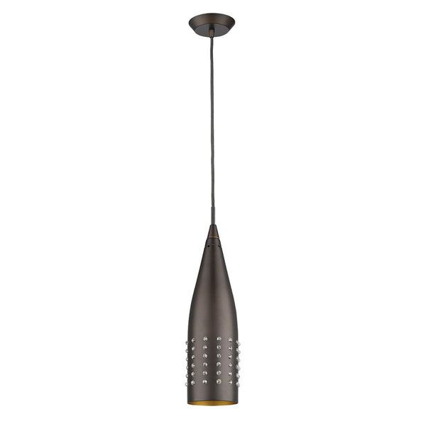Homeroots Narrow Bronze Hanging Light With Glass Studs   398239