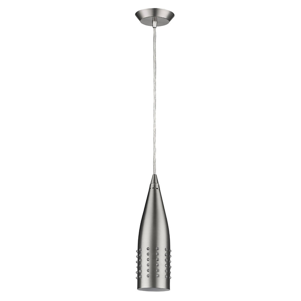 Homeroots Narrow Silver Hanging Light With Glass Studs   398240
