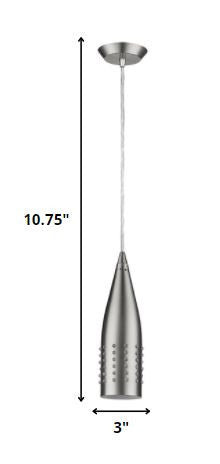 Homeroots Narrow Silver Hanging Light With Glass Studs   398240