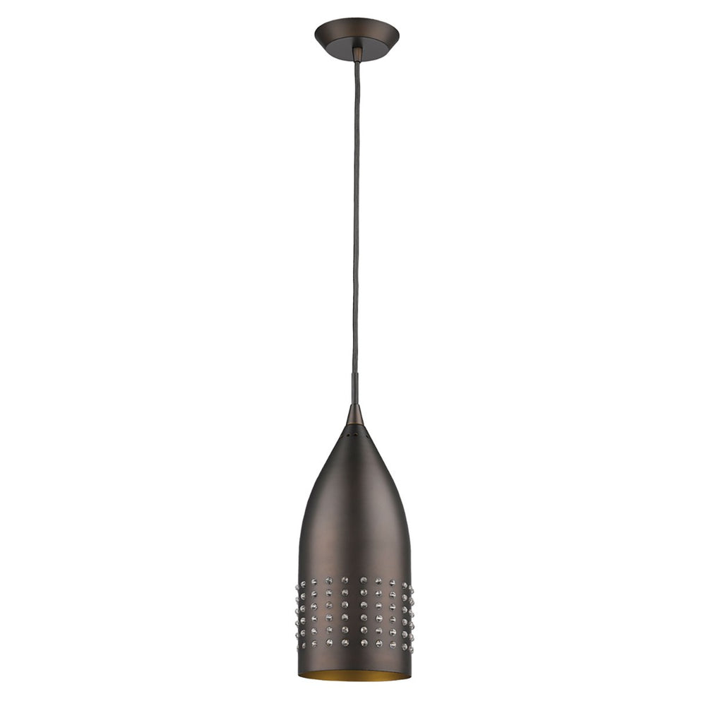 Homeroots Bronze Hanging Light With Glass Studs   398241