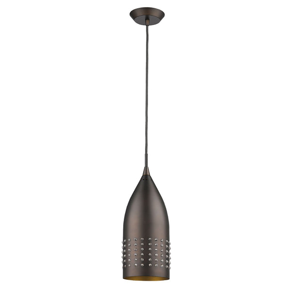 Homeroots Bronze Hanging Light With Glass Studs   398241