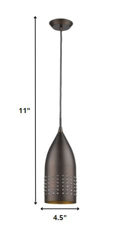 Homeroots Bronze Hanging Light With Glass Studs   398241