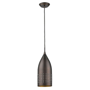 Homeroots Bronze Hanging Light With Glass Studs   398241