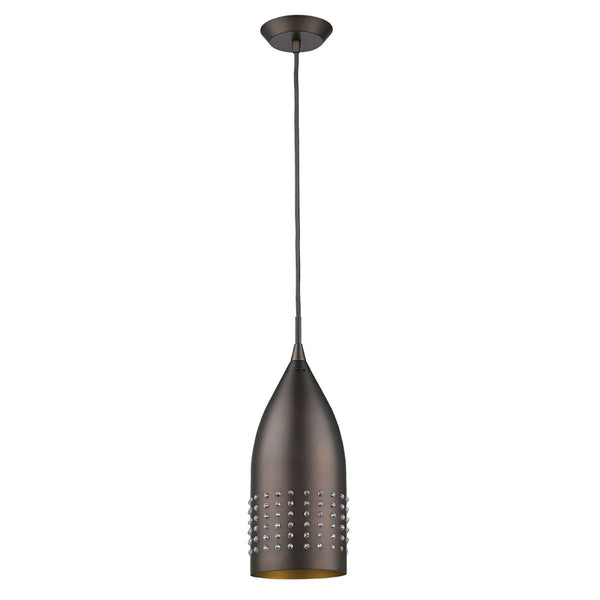 Homeroots Bronze Hanging Light With Glass Studs   398241
