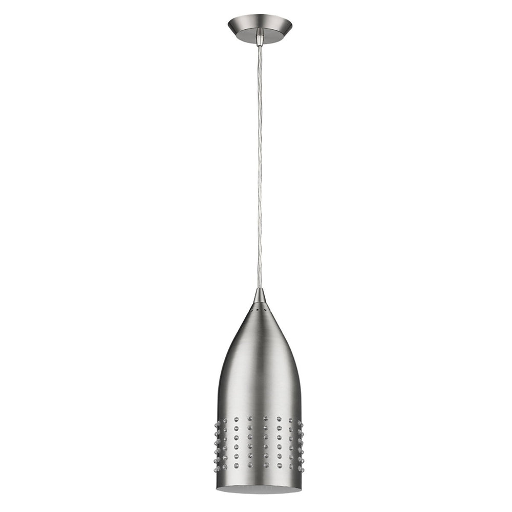 Homeroots Silver Hanging Light With Glass Studs   398242