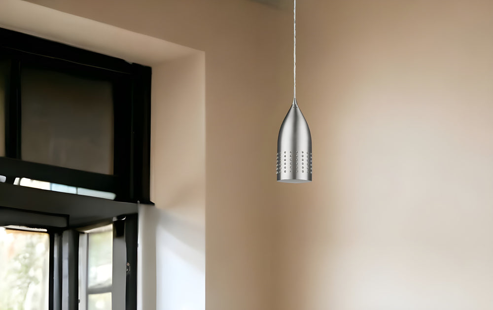 Homeroots Silver Hanging Light With Glass Studs   398242