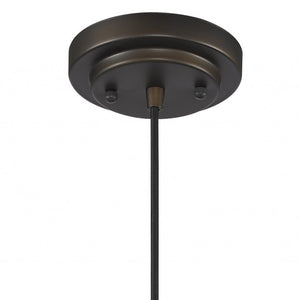 Homeroots Antique Bronze Hanging Light With Textured Glass Shade   398243