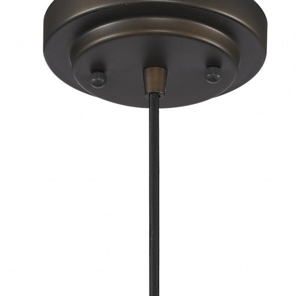 Homeroots Antique Bronze Hanging Light With Textured Glass Shade   398243