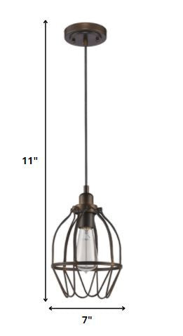 Homeroots Antique Bronze Wire Pendant Hanging Light   398244