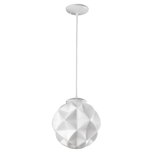 Homeroots Nova 1-light White Mini Pendant With Geometric Globe Shade   398245