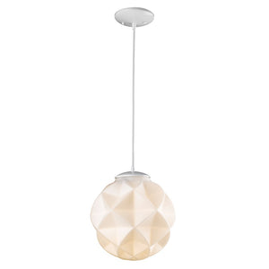Homeroots Nova 1-light White Mini Pendant With Geometric Globe Shade   398245