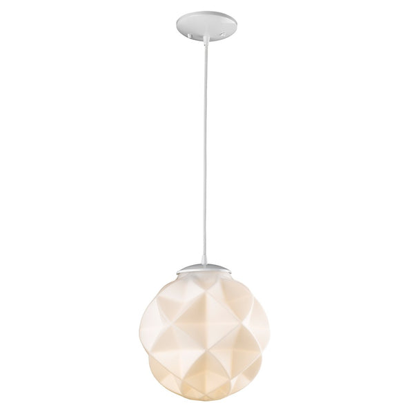 Homeroots Nova 1-light White Mini Pendant With Geometric Globe Shade   398245