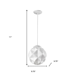 Homeroots Nova 1-light White Mini Pendant With Geometric Globe Shade   398245