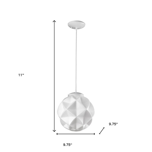 Homeroots Nova 1-light White Mini Pendant With Geometric Globe Shade   398245