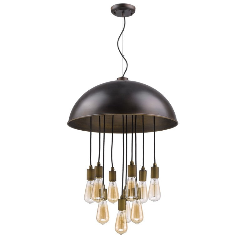 HomeRoots Black Iron Ten Bulb Dimmable Chandelier for Modern Living Dining Room Ambiance 398246