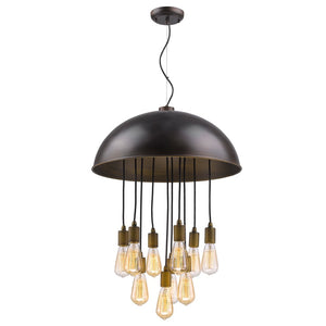 Homeroots Keough 10-light Oil-rubbed Bronze Bowl Pendant With Raw Brass Sockets   398246