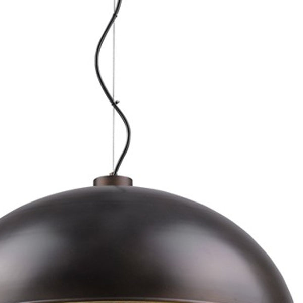 Homeroots Keough 10-light Oil-rubbed Bronze Bowl Pendant With Raw Brass Sockets   398246