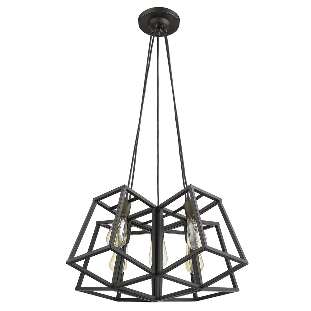 Homeroots Bronze Lantern Five Light Metal Dimmable Chandelier   398250