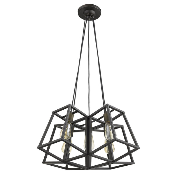 Homeroots Bronze Lantern Five Light Metal Dimmable Chandelier   398250