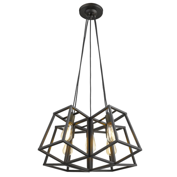 Homeroots Bronze Lantern Five Light Metal Dimmable Chandelier   398250