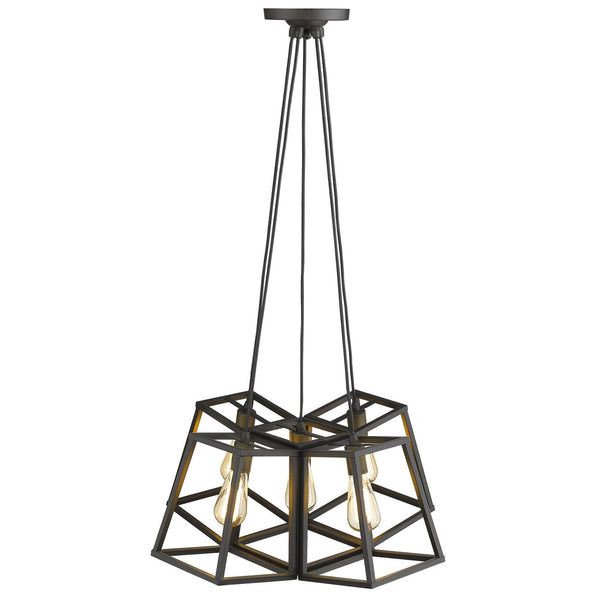 Homeroots Bronze Lantern Five Light Metal Dimmable Chandelier   398250