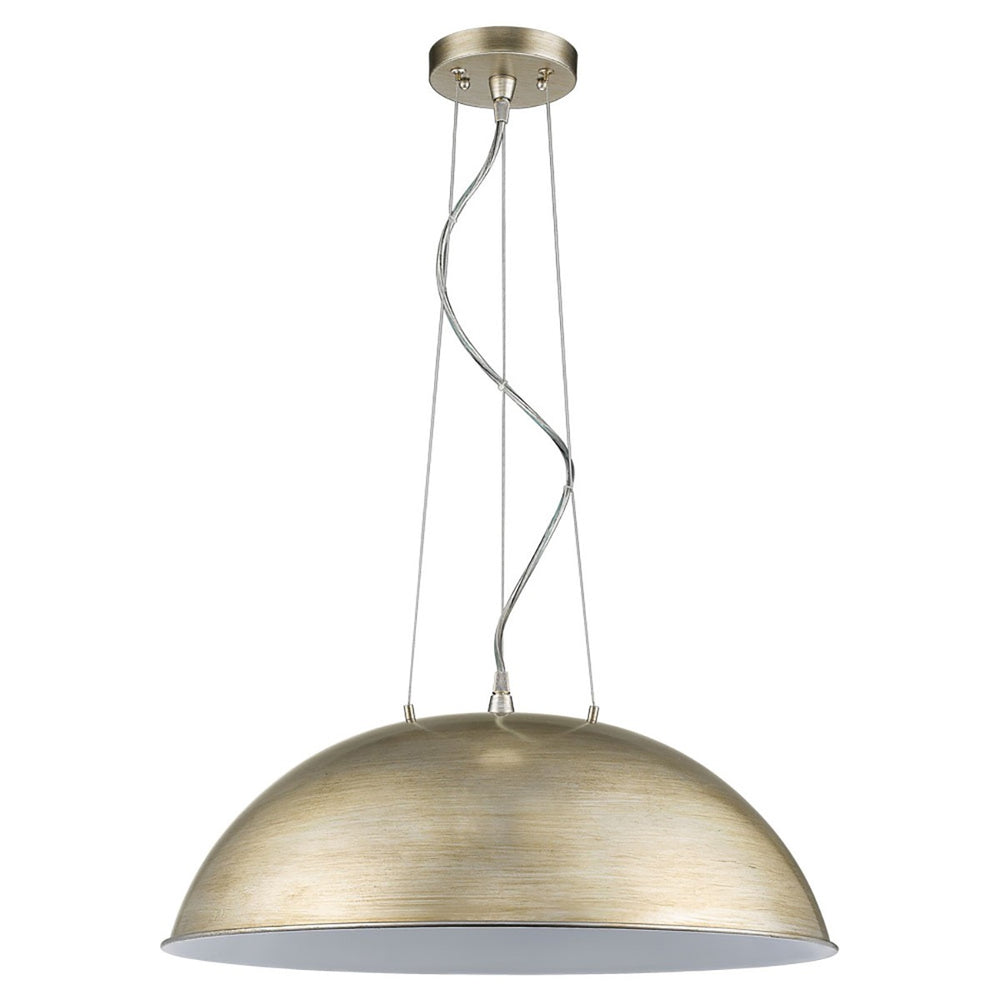 Homeroots Layla 1-light Washed Gold Bowl Pendant With Gloss White Interior Shade   398251